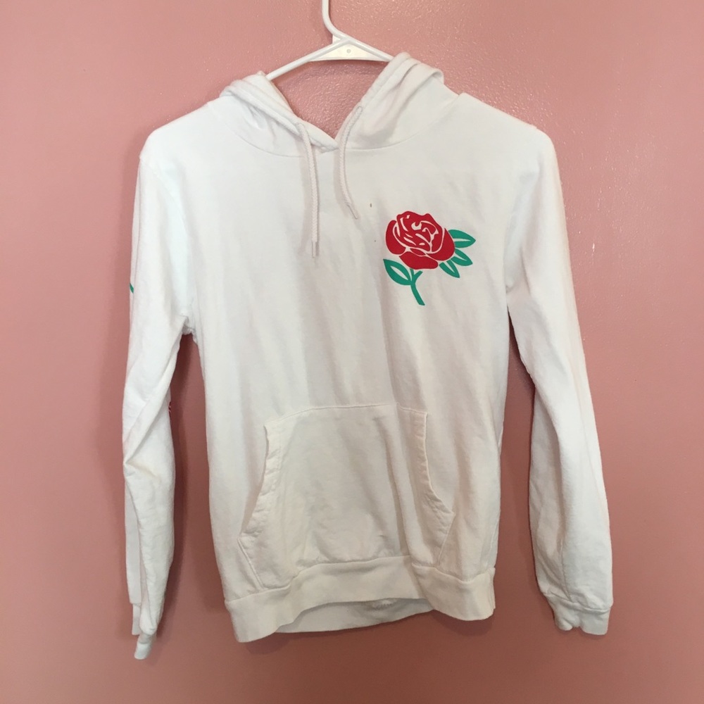 White And Red Roses Hoodie